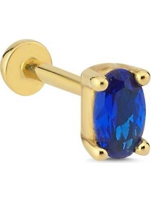 Oval Lacivert Tragus Piercing