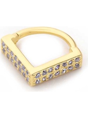 V Şekil Çift Sıralı Beyaz Taş Helix Piercing