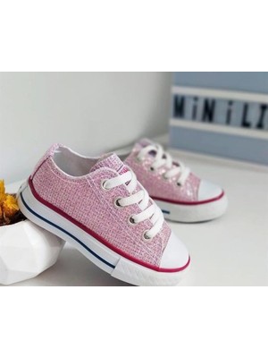 Cg Kids Pembe Simli Içi Yumuşak Taban Şeritli Kız Çocuk Ayakkabı Süper Kalite