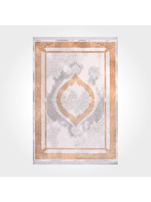 Alana Çerçeveli Gri Pamuk Dikdörtgen Modern Desenli Akrilik Hav Vermeyen Leke Tutmayan Kolay Temizlenen Yumuşak Makine Salon Yolluk Mutfak Halı