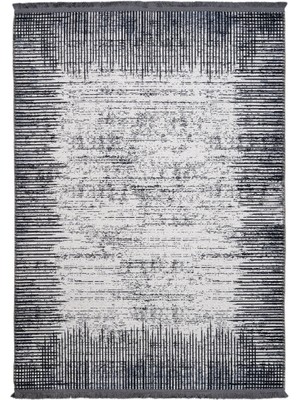 Doetinchem Çizgili Beyaz Pamuk Kare Modern Desenli Pamuk Makinada Yıkanabilir Hav Toz Vermez Leke Tutmayan Kaymaz Taban Dijital Makine Baskı Salon Yolluk Mutfak Halı