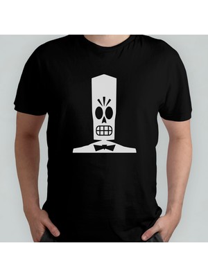 Pixxa Grim Fandango Manny Calavera Unisex %100 Pamuklu Bisiklet Yaka T-Shirt Model 1