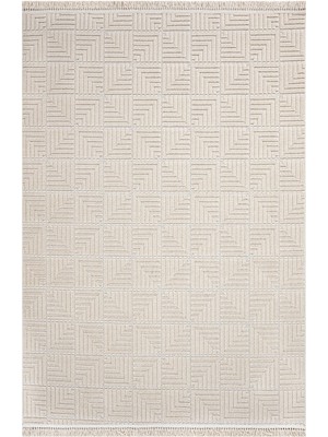 Hali.Net 120x180 cm Bej Modern Geometrik Halı | Salon Yatak Odası Halısı | Hav Vermez Leke Tutmaz | 1062-BEİGE