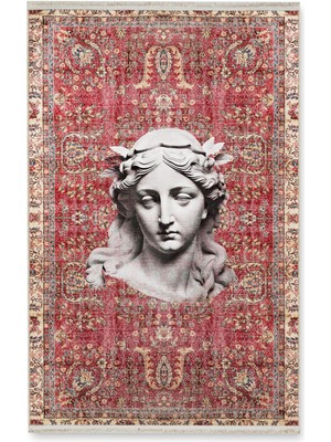 Drom Dokuma Taban Makinede Yıkanabilen Kilim Kaymaz Şönil Halı Etnik Desenli Heykel Figürlü Halı