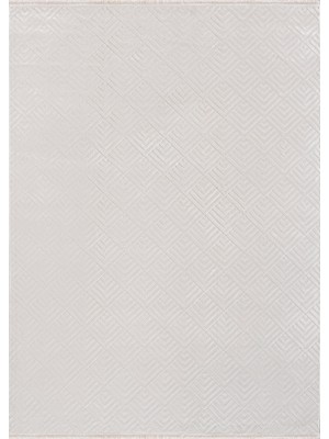 Devika Geometrik Krem Viskon Dikdörtgen Modern Desenli Akrilik Hav Vermeyen Leke Tutmayan Kolay Temizlenen Yumuşak Makine Salon Yolluk Mutfak Halı