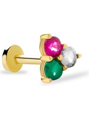 Üç Renk Taşlı Tragus Piercing