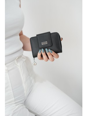 Silver Polo Siyah Üç Bölmeli Kadın Cüzdan & Kartlık SP935