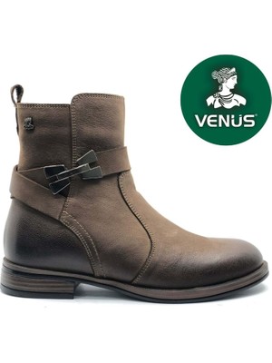 Venüs Kay Hakiki Deri Düz Kaymaz Taban Ortopedik Kadın Bot