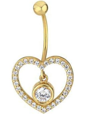 Tektaşlı Kalp Göbek Piercing