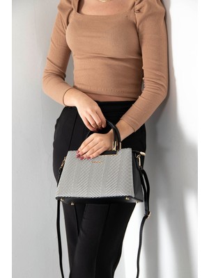 Silver & Polo Siyah Beyaz - Siyah SP913 Kadın El Çantası