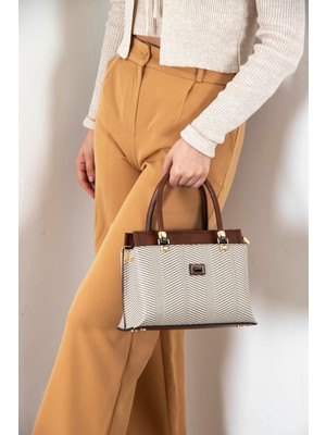 Silver & Polo Bej - Taba SP826 Kadın El Çantası