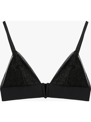 Koton Balensiz Dantelli Bralet Sütyen Kadın Relax Fit Siyah Konforlu Kumaş ile Gün Boyu Rahatlık