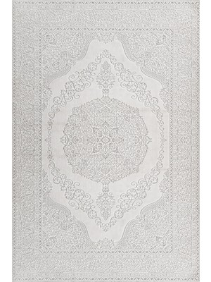 Bespoky 80x150 cm Gri Krm Klasik Zen Yıkanabilir Halı | Mutfak Balkon Yatak Odası Halısı | Leke Tutmayan Kaymaz | KRM_ZENİTH-005A