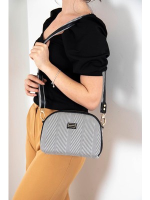 Silver Polo Silver & Polo Siyah Beyaz - Siyah SP765 Kadın Çapraz Çanta