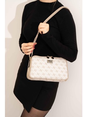 Silver & Polo Silver Polo Bej - Kum Monogram Kadın Çapraz Çanta SP899