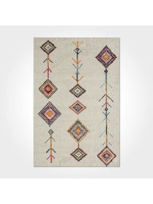 Bespoky 80x150 cm Krem Yıkanabilir Halı | Yatak Odası Mutfak Halısı | Hav Vermez, Leke Tutmaz, Kaymaz | İSKANDİNAV-3053PC