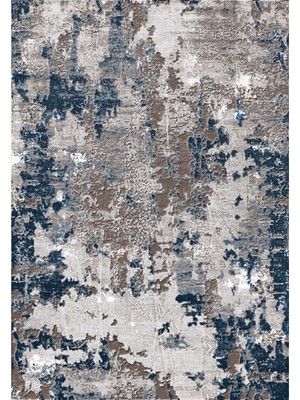 Mejdurecensk Lacivert Modern Etnik Desenli Makinada Yıkanabilir Hav Toz Vermez Leke Tutmayan Kaymaz Taban Dijital Makine Baskı Salon Yolluk Mutfak Halı