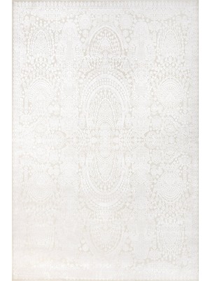 Bespoky 80x150 cm Krem Klasik Medalyonlu Klasik Bitkisel Yıkanabilir Halı | Yatak Odası Mutfak Halısı | Leke Tutmayan, Kaymaz | ARTEMİS_COUNTURE-812P