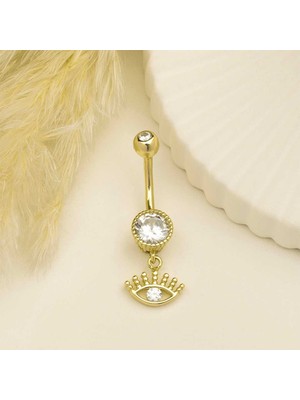 Taşlı Göz Sallantılı Gösterişli Göbek Piercing