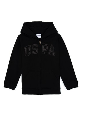 U.S. Polo Assn. Kız Çocuk Siyah Payet İşlemeli Kapüşonlu Basic Sweatshirt 50314936-VR046
