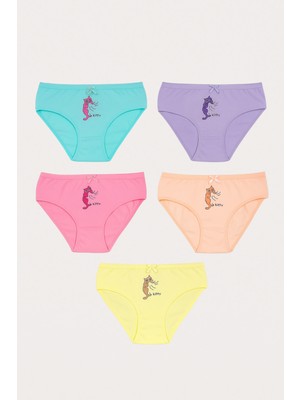 Kız Çocuk Kedi Desenli 5'li Slip Külot