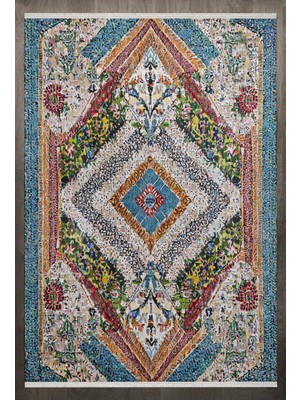 Bespoky 80x150 cm Mavi Yıkanabilir Halı | Yatak Odası Mutfak Halısı | Leke Tutmayan, Kaymaz | F_HATAY-911