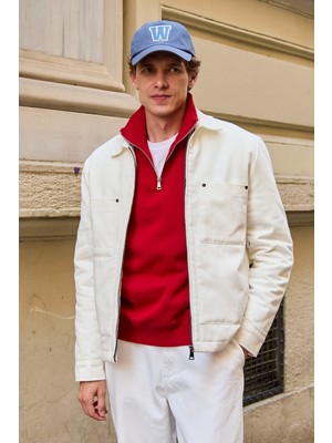 Erkek Pamuklu Ceket Mont Ekru