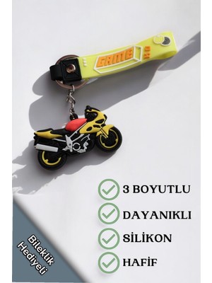 Motor Motosiklet Model 3D Silikon Motorcu Anahtarlık ve Çanta Aksesuarı 1 Adet