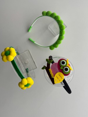 Kalben Accessories 3’lü Fiyonk Detaylı Taç Seti - Çocuklar Için Renkli Saç Aksesuarı