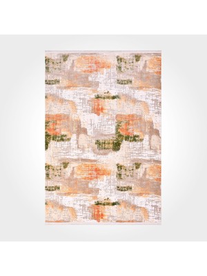 Amira Modern Turuncu Yün Dikdörtgen Modern Desenli Akrilik Hav Vermeyen Leke Tutmayan Kolay Temizlenen Yumuşak Makine Salon Yolluk Mutfak Halı