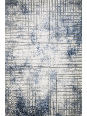 Bespoky 80x150 cm Mavi Beyaz Soyut Modern Yıkanabilir Halı | Yatak Odası Mutfak Halısı | Leke Tutmayan, Kaymaz | ARTEMİS_ARTEX-5854A