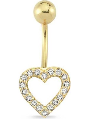 Taşlı Kalp Göbek Piercing