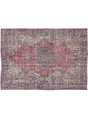 Kırmızı Göbekli Yün Modern Desenli Yün Hav Toz Vermez Leke Tutmayan Salon Yolluk Mutfak El Dokuma Halı