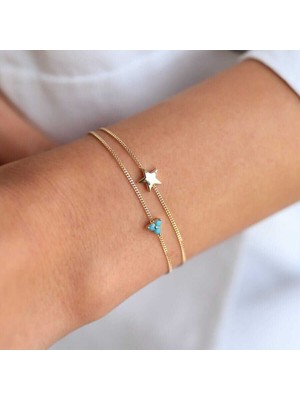 Yıldızlı Firuzeli Ikili Bileklik