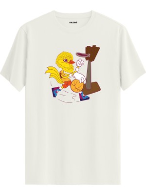 Basketbol Kuş Karakter Baskılı %100 Pamuk Spor Sokak Modası Tişört