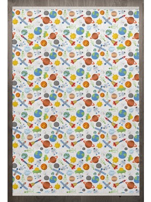 Bespoky 80x150 cm Gri Child Modern Yıkanabilir Halı | Mutfak Balkon Yatak Odası Halısı | Leke Tutmayan Kaymaz | F_CHİLD-1017