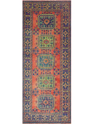 Atina Kırmızı Eskitme Yün Modern Desenli Yün Hav Toz Vermez Leke Tutmayan Salon Yolluk Mutfak El Dokuma Halı