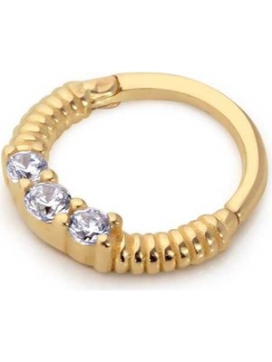 Işleme Detaylı Beyaz Taşlı Helix Piercing