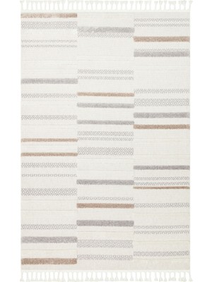 Gri Çizgili Etnik Modern Desenli Hav Vermeyen Leke Tutmayan Kolay Temizlenen Yumuşak Makine Salon Yolluk Mutfak Halı