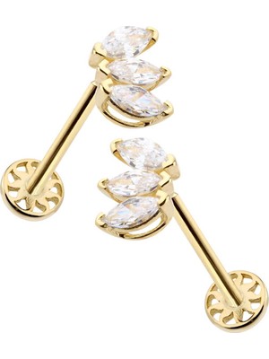 Üçlü Beyaz Markiz Tragus Piercing