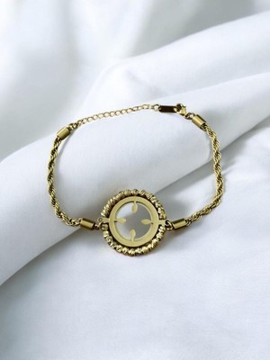 Yonca Figürlü Çelik Bileklik CNS011-1-1