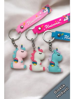 Sevimli Unicorn 3D Silikon Anahtarlık ve Çanta Aksesuarı (3 Adet)