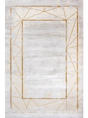 Hali.Net 120x180 cm Sarı Açık Gri Çizgisel Modern Geometrik Yıkanabilir Halı | Salon Yatak Odası Halısı | Leke Tutmaz Hipoalerjenik | GM_BLACKBROWN-13568S