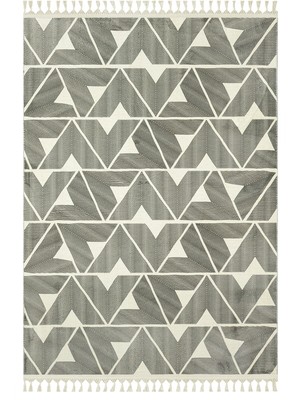 Hali.Net 80x150 cm Krem Üçgenler Modern Geometrik Halı | Salon Mutfak Halısı | Hav Vermez Leke Tutmaz | Z-4096