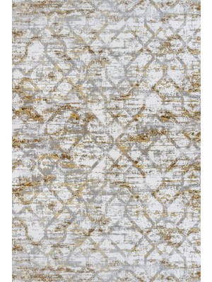 Sarı Geometrik Etnik Modern Desenli Pamuk Makinada Yıkanabilir Hav Toz Vermez Leke Tutmayan Kaymaz Taban Dijital Makine Baskı Salon Yolluk Mutfak Halı