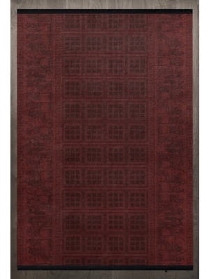 Bespoky 140x200 cm Bordo Antique Modern Yıkanabilir Halı | Yatak Odası Çocuk Odası Halısı | Leke Tutmayan Kaymaz | F_ANTİQUE-2014
