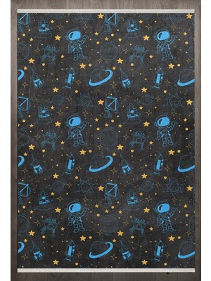 Hali.Net 140x200 cm Siyah Child Pamuk Yıkanabilir Modern Halı | Yatak Odası Çocuk Odası Salon Halısı | Leke Tutmaz Hipoalerjenik | F_CHİLD-1003