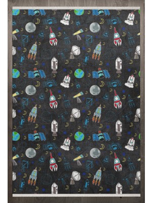  Figürlü Siyah Pamuk Kare Modern Desenli Pamuk Makinada Yıkanabilir Hav Toz Vermez Leke Tutmayan Kaymaz Taban Dijital Makine Baskı Salon Yolluk Mutfak Halı