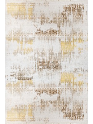 Bespoky 80x150 cm Sarı Novastyle Etnik Modern Yıkanabilir Halı | Mutfak Balkon Yatak Odası Halısı | Leke Tutmayan Kaymaz | GM_NOVASTYLE-13657S
