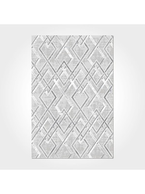 Bespoky 80x200 cm Gri Royal Modern Etnik Yolluk Yıkanabilir Halı | Balkon Halısı Mutfak Yolluk Koridor Halı | Leke Tutmayan Kaymaz | ROYAL-14858K
